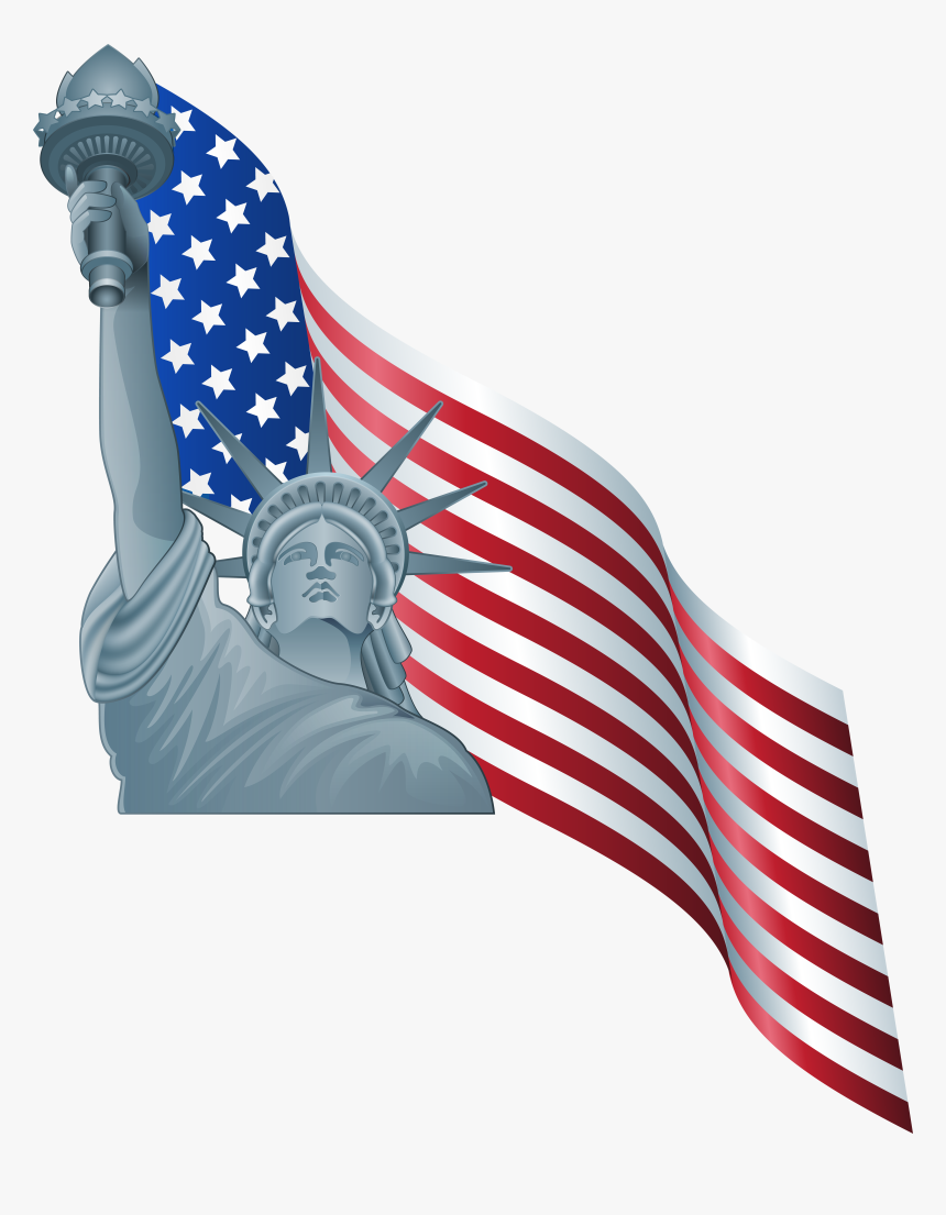 American Flag And Statue, HD Png Download