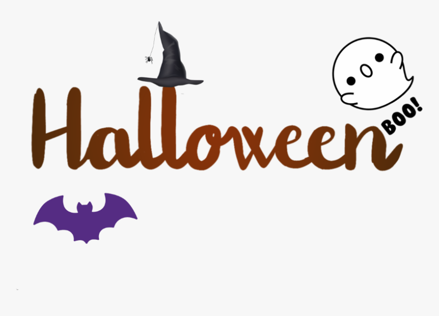 Halloween Text Bat Ghost Spider, HD Png Download