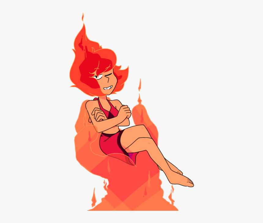 Red Cartoon Fictional Character Orange Sitting Joint - Steven Universe Fire Lapis Lazuli, HD Png Download