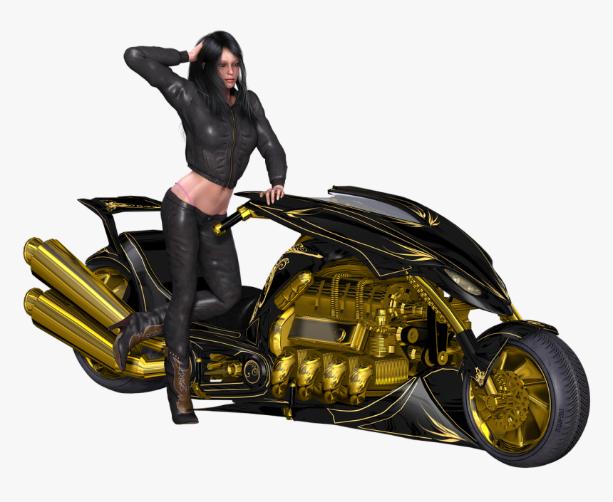 Girl On Bike Png, Transparent Png