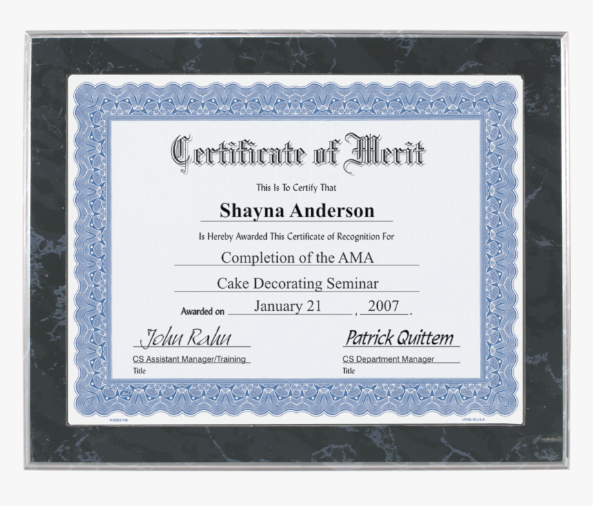 Black Marble Wood Slide-in Photo Or Certificate Plaque - Picture Frame, HD Png Download