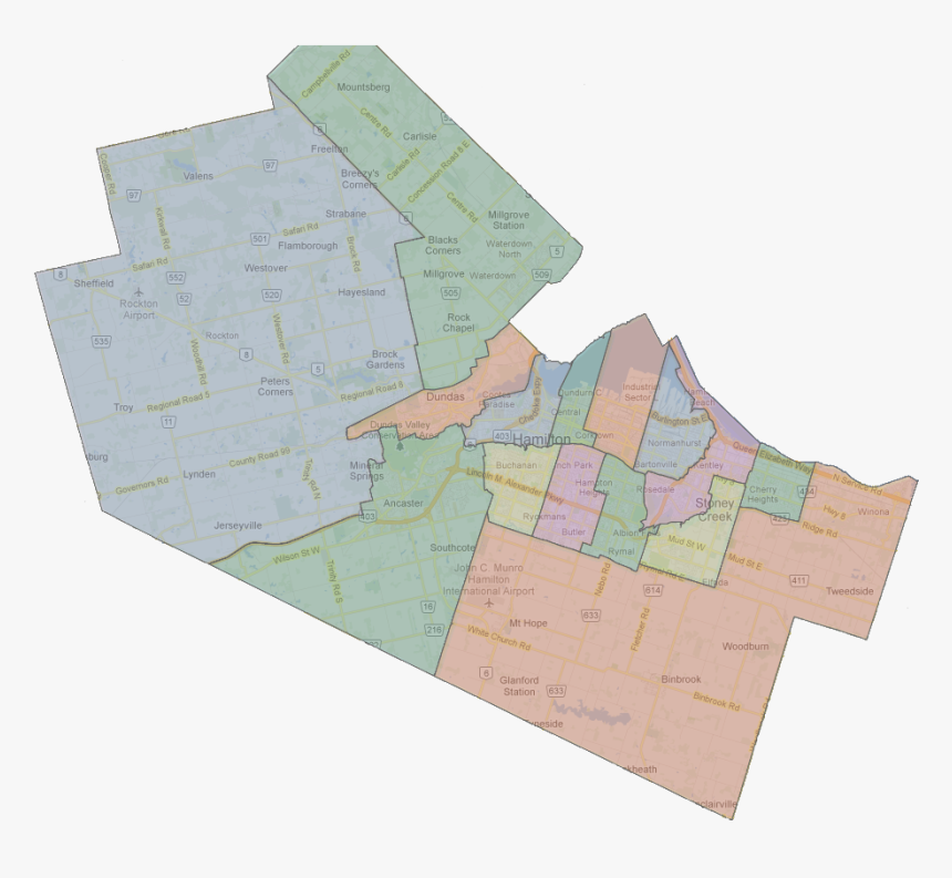 City Of Hamilton Map, HD Png Download