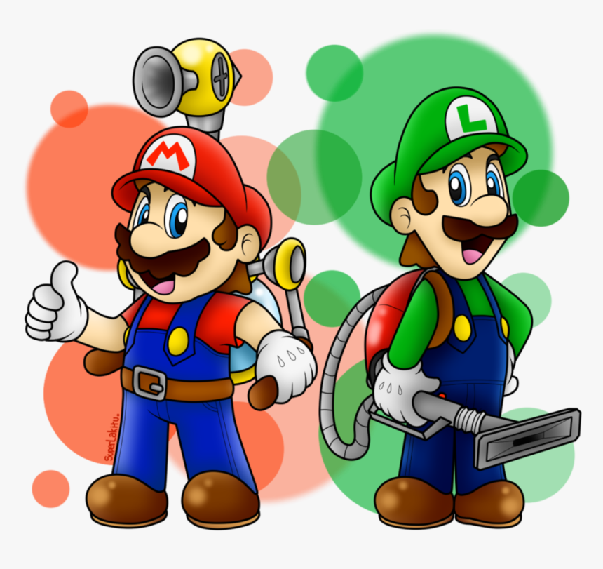 Mario Fire Luigi Thunder , Png Download - Super Mario Sunshine And Luigi's Mansion, Transparent Png