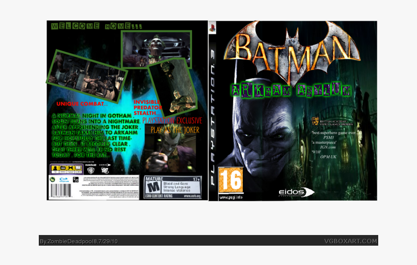 Arkham Asylum Box Art Cover - Batman Arkham Asylum, HD Png Download