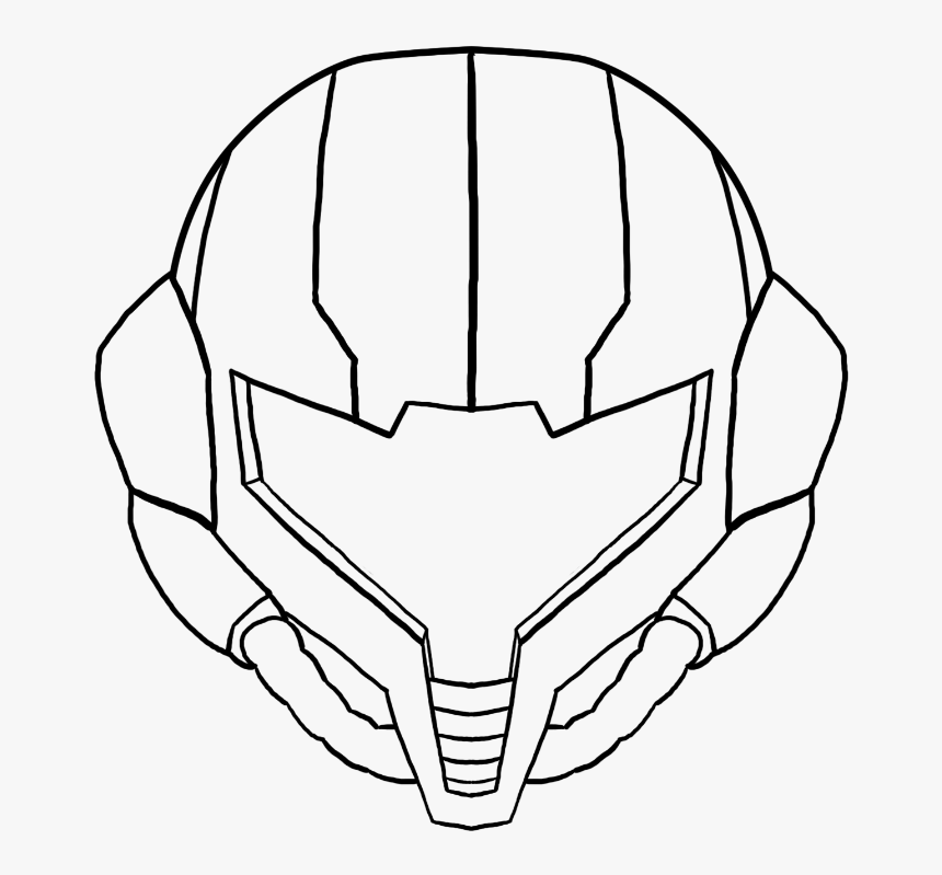 Samus Helmet Black And White, HD Png Download