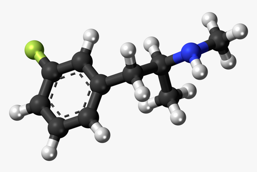 3-fluoromethamphetamine Molecule Ball - Methamphetamine Ball And Stick, HD Png Download