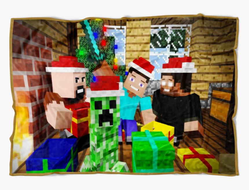 Minecraft Merry Christmas Fleece Blanket Eat Sleep - Minecraft Creeper Face, HD Png Download