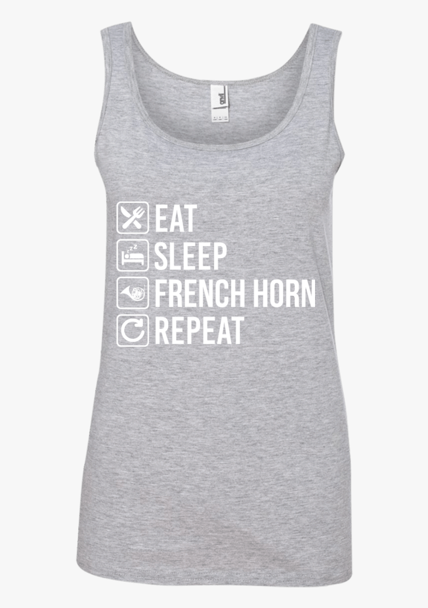 French Horn Eat Sleep Repeat Ladies - Active Tank, HD Png Download