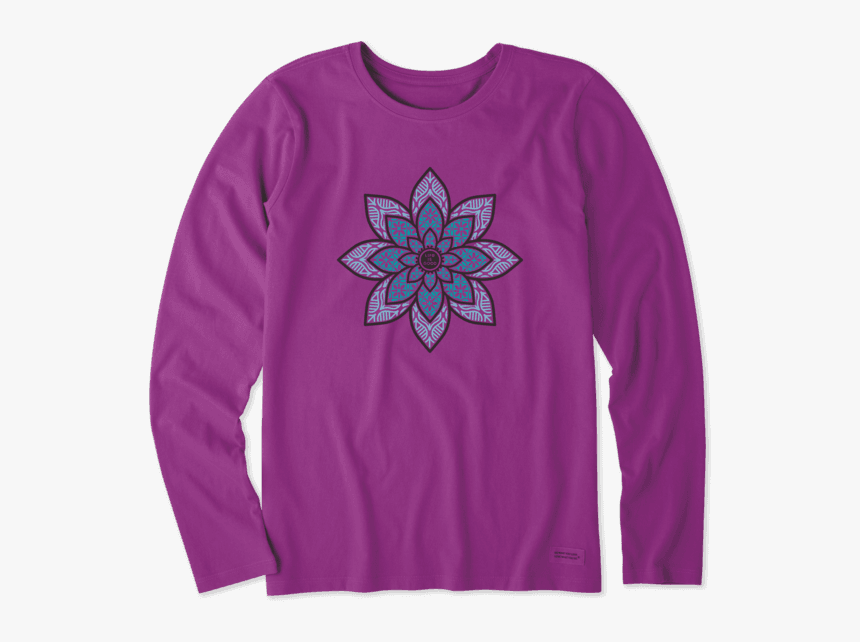 Women S Primal Lotus Long Sleeve Crusher Tee - Long-sleeved T-shirt, HD Png Download