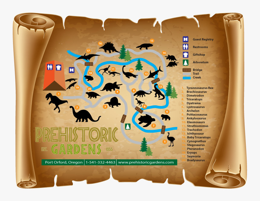 Prehistoric Gardens Park Map On Scroll Image - Scroll Clipart Png, Transparent Png