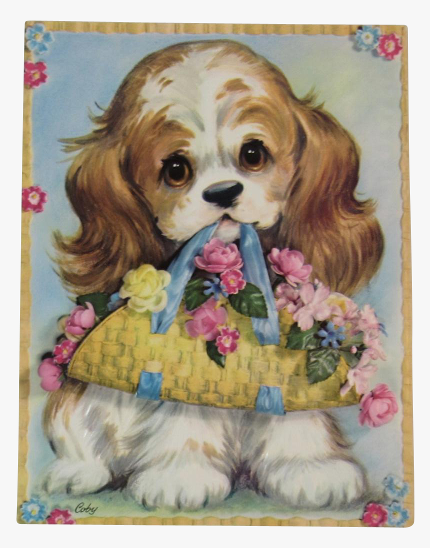 Vintage Puppy Art, HD Png Download