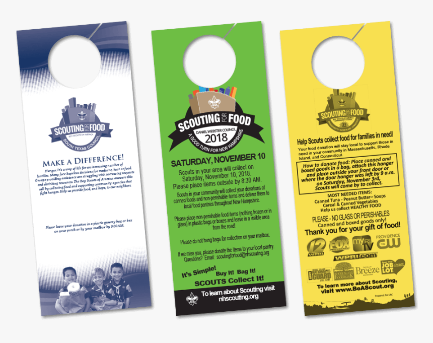 2019 Door Hangers For Boy Scouts Of America - Scouting For Food Door Hangers, HD Png Download