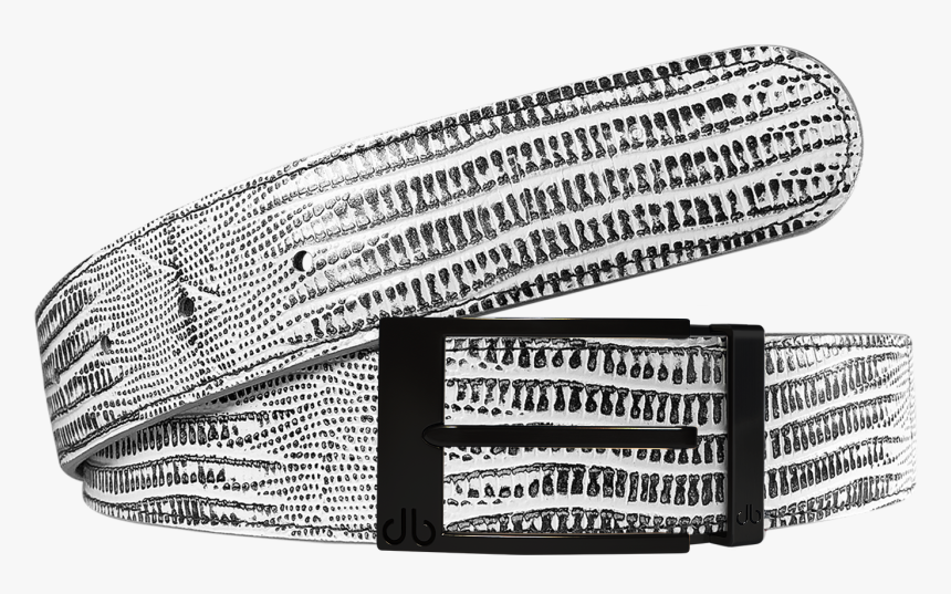 Black And White Lizard Texture Leather Belt With Matte - Strap, HD Png Download