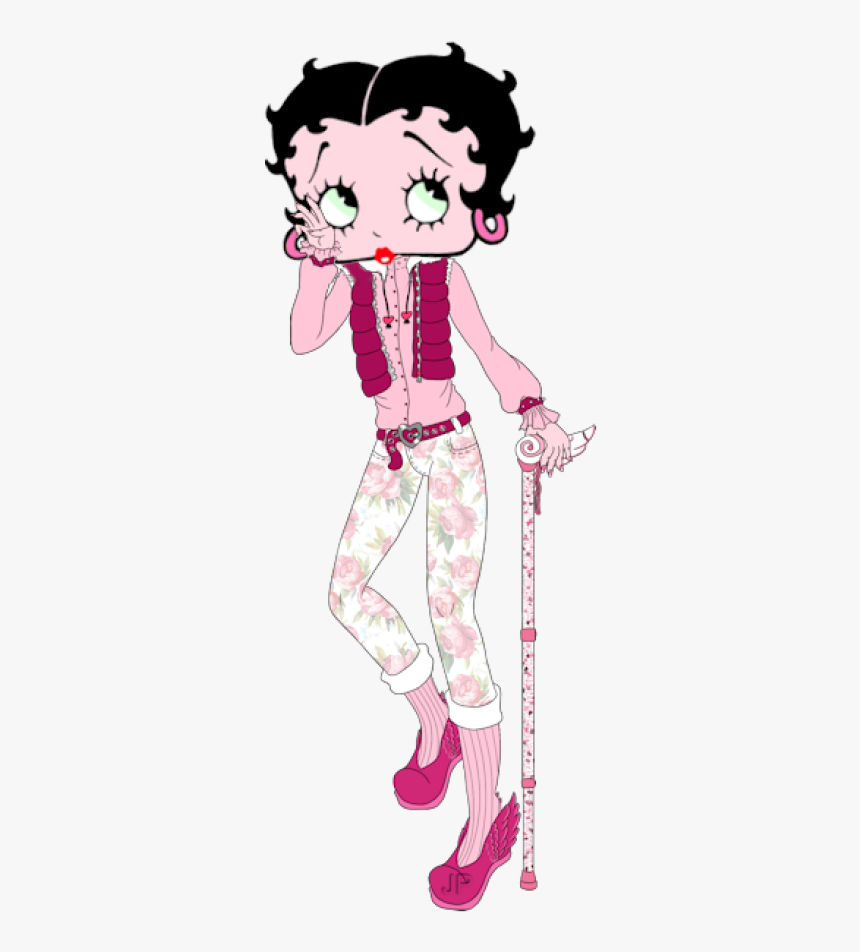Betty Boop Spring Pink And Walking Stick - Betty Boop, HD Png Download
