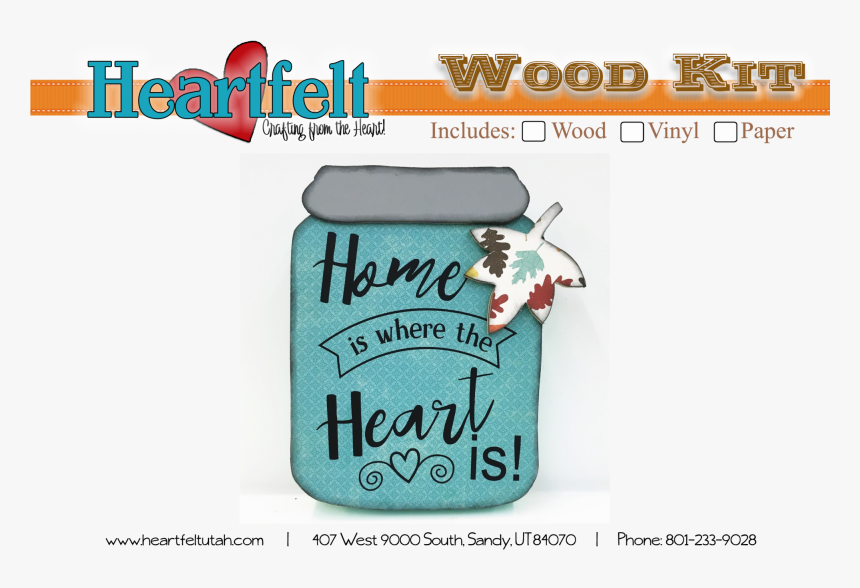 Mason Jar Home Is Where Your Heart Is Wood Kit - Cartoon, HD Png Download