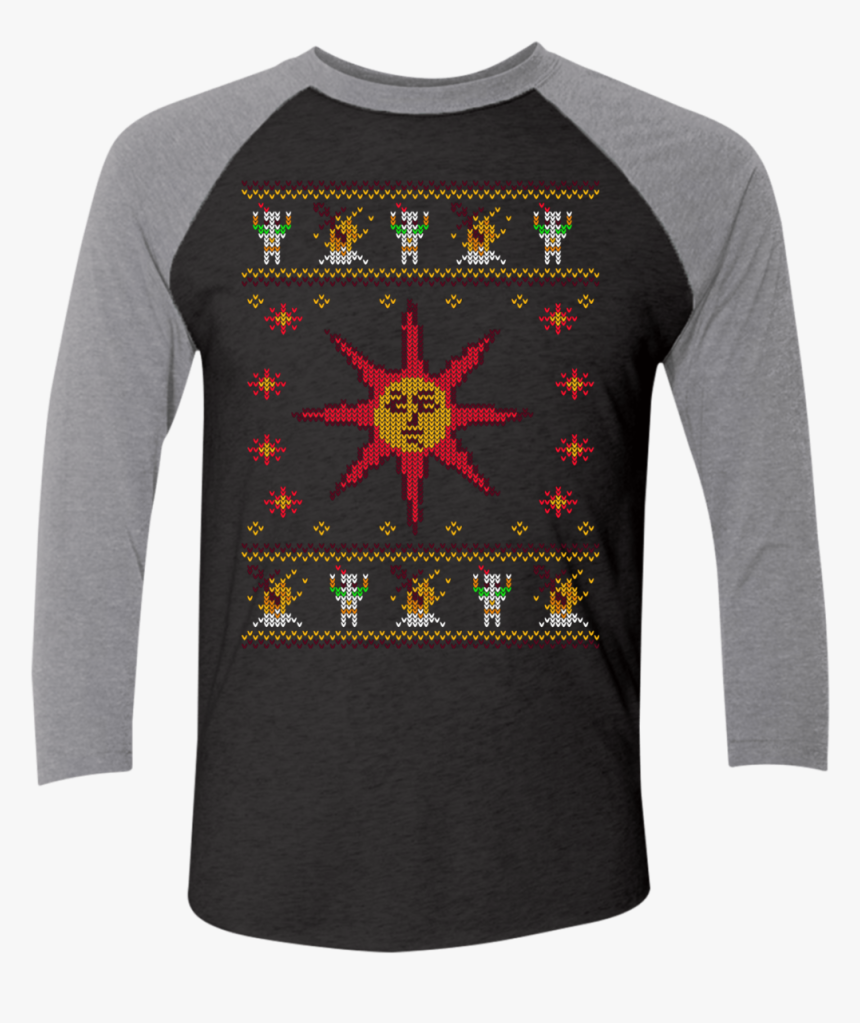 Christmas Sweater Dark Souls Men S Triblend 3/4 Sleeve - Christmas Jumper 2018 Dark Souls, HD Png Download