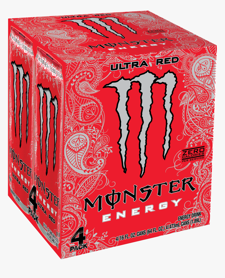 Monster Ultra Red 4 Pack, HD Png Download