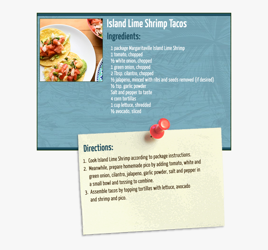 Island Lime Shrimp Tacos - Does Stop And Shop Sell Margaritaville Jerk Shrimp, HD Png Download