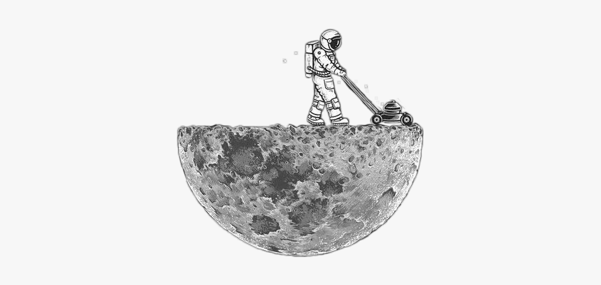 #luna #moon #medialuna #lunas - Astronaut Mowing The Moon, HD Png Download