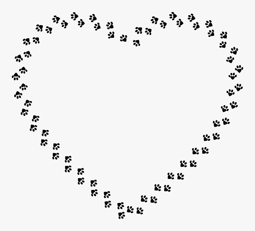 Heart Paw Prints Heart - Paw Print Border Free Heart, HD Png Download