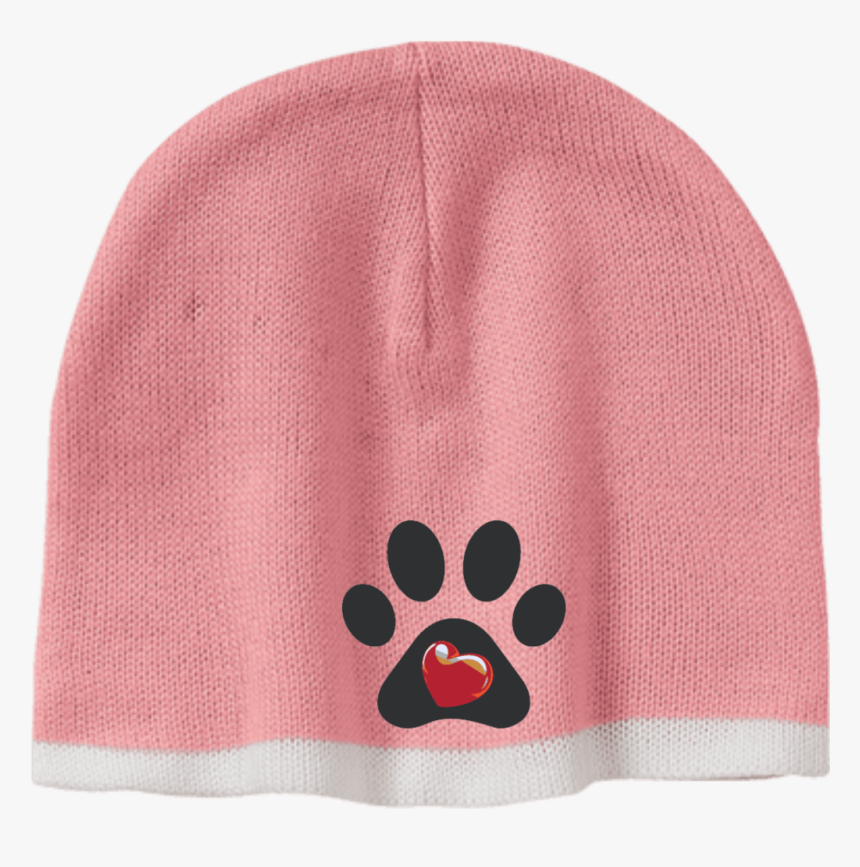 My Heart Paw Print Embroidered Beanie , Png Download - Beanie, Transparent Png