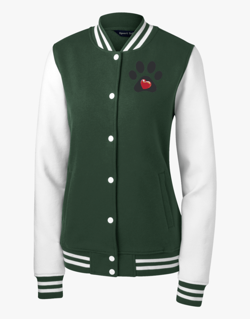 Embroidered My Heart Paw Print Women S Fleece Letterman - Sport-tek, HD Png Download