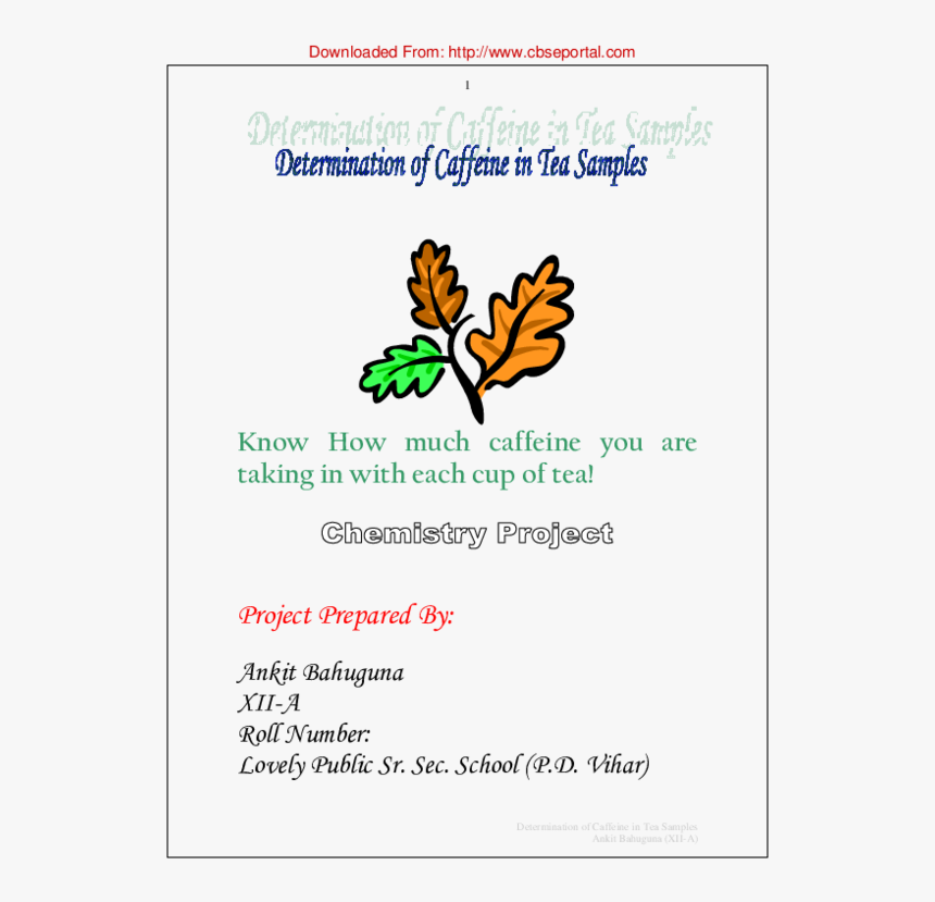 Determination Of Caffeine In Tea Samples, HD Png Download