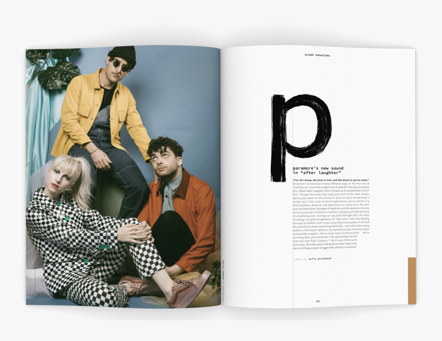 Alarm Magazine Department Spread Handlettering Brush - Paramore Caught In The Middle Single, HD Png Download
