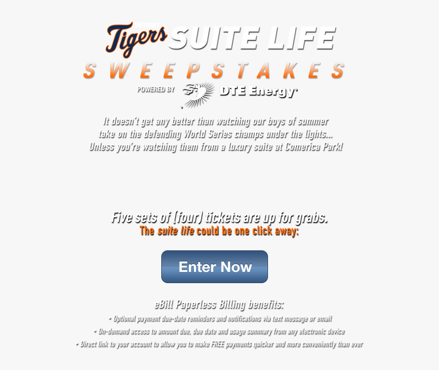 Enroll In Ebill Paperless Billing Now To Enter To Win - Detroit Tigers, HD Png Download