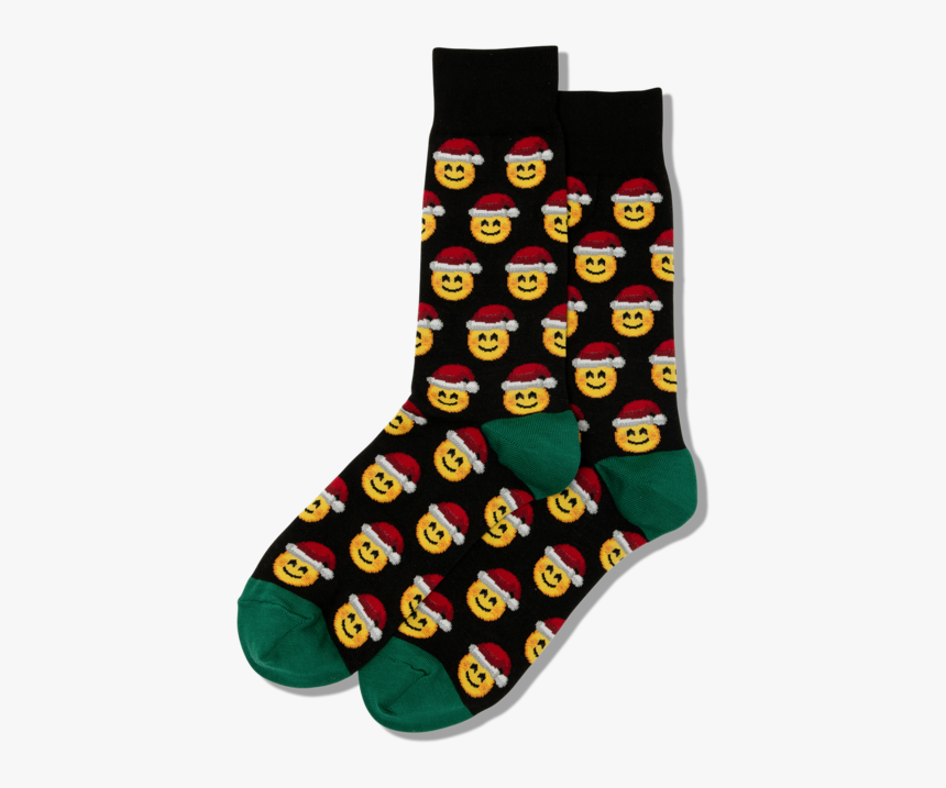 Men S Santa Smile Emoji Socks 
 Class Slick Lazy Image - Sock, HD Png Download