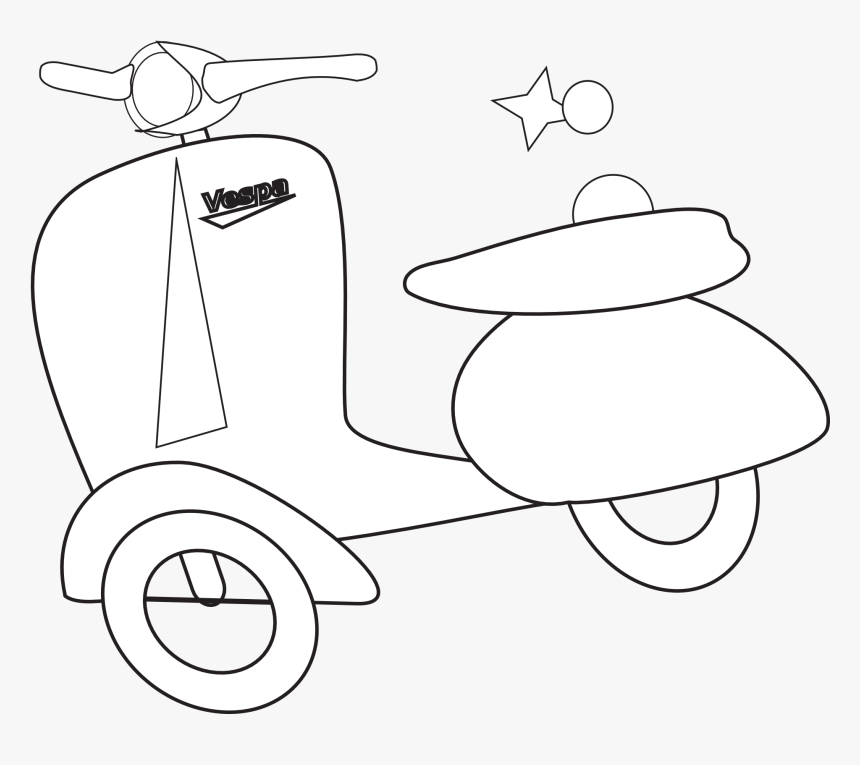 Clipartist » Clip Art » Vespa Black White Line Art - Black And White Vespa Line, HD Png Download