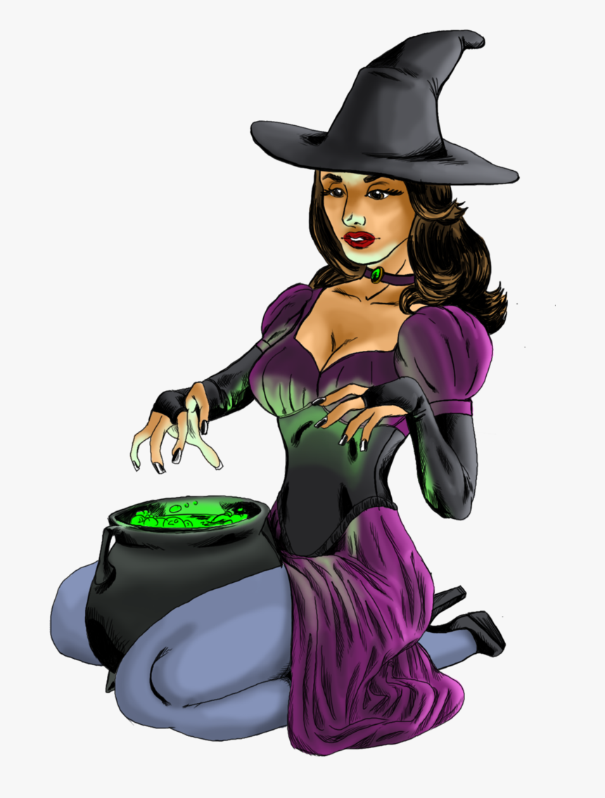 No Broom, But Love The Cauldron - Sexy Witch With Cauldron, HD Png Download