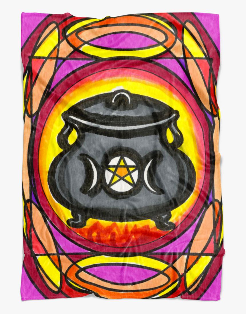 Triple Moon Pentagram Witches Magic Cauldron Soft Microfiber - Stained Glass, HD Png Download