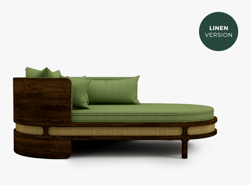 Brooks Chaise Longue Green Linen - Studio Couch, HD Png Download