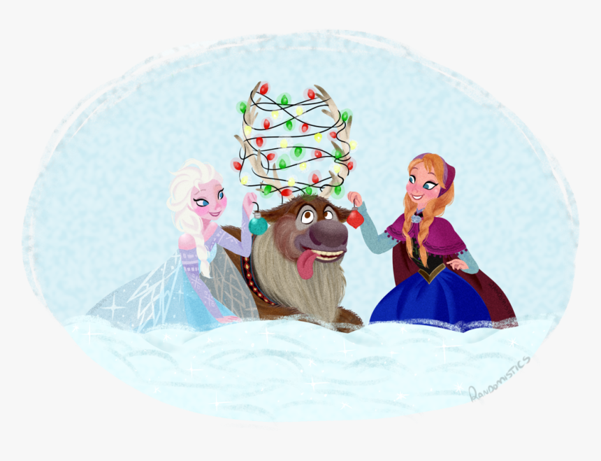 Anna, Disney, And Frozen Image - Anna And Elsa Decorate Sven Fan Art, HD Png Download