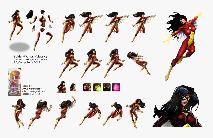 Spider-woman - Sprite Sheet Super Heroes, HD Png Download