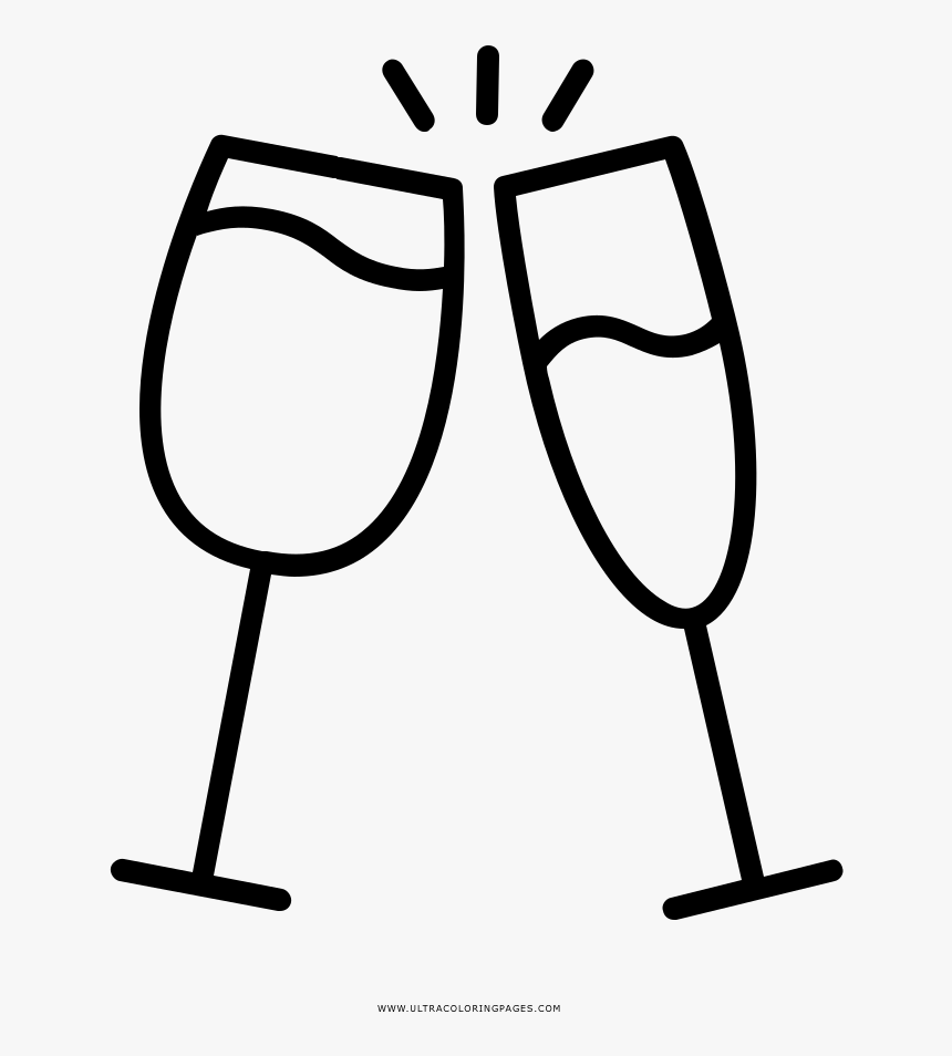 Toast Coloring Page - Champagne Glasses Icon Png, Transparent Png