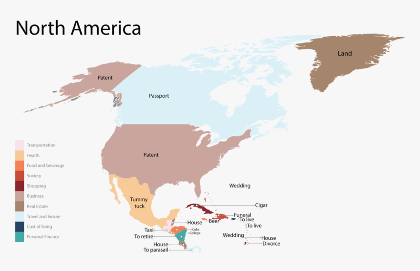 Map Of The Most Googled Products In North America - One Country In North America, HD Png Download