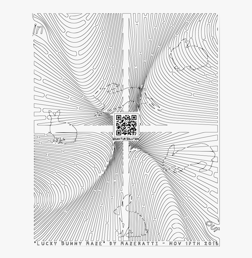 Bunny Maze Coloring For Adults - Monochrome, HD Png Download