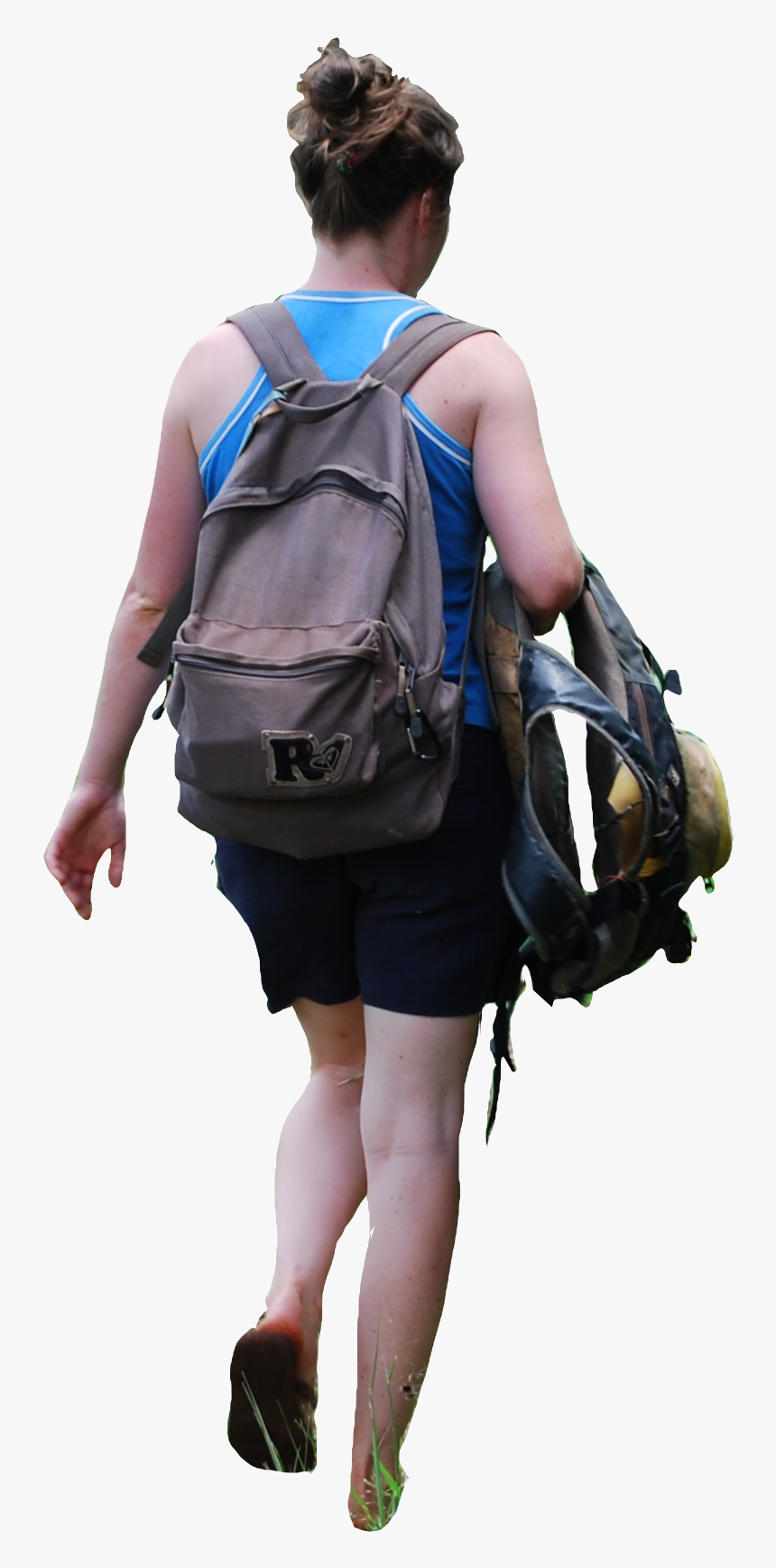 Espalda Andar Mochila - Girl, HD Png Download