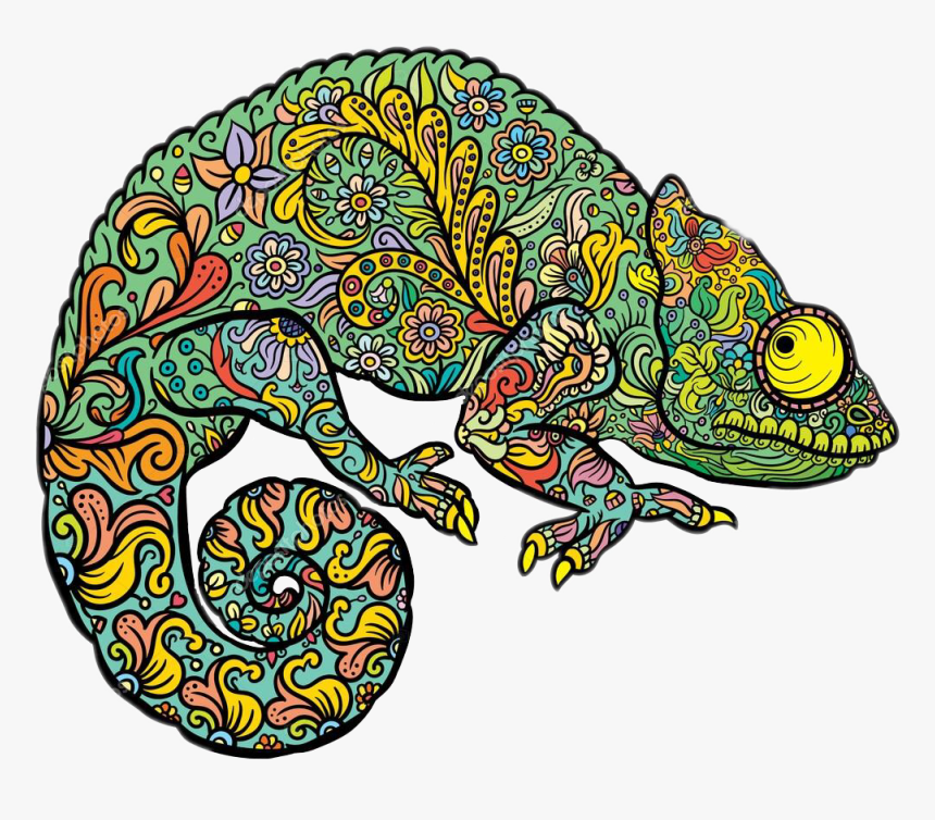 Ftestickers Chameleon Freetoedit - Chameleon Mandala Art Without Colour, HD Png Download