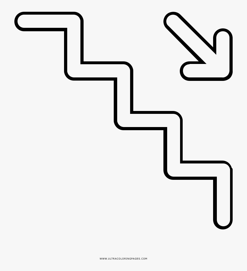 Stairs Down Coloring Page - Black-and-white, HD Png Download