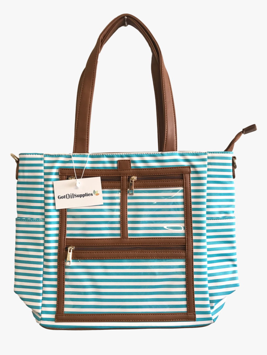 Striped Tote Bag With Clear Pocket, HD Png Download