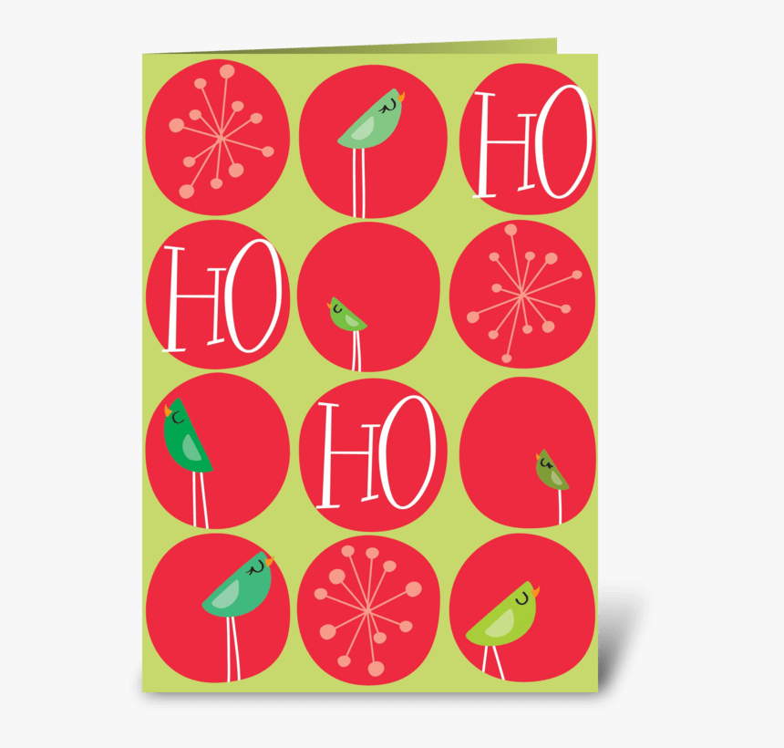 Ho Ho Ho Red Christmas Birds Greeting Card - Cold Blue And Warm Blue, HD Png Download