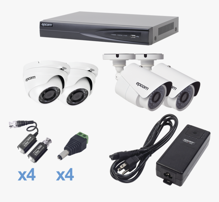 Kit De 2 Camaras Bala De Vigilancia 2 Domos Eyeball - Kit Epcom 4 Camaras 720p, HD Png Download