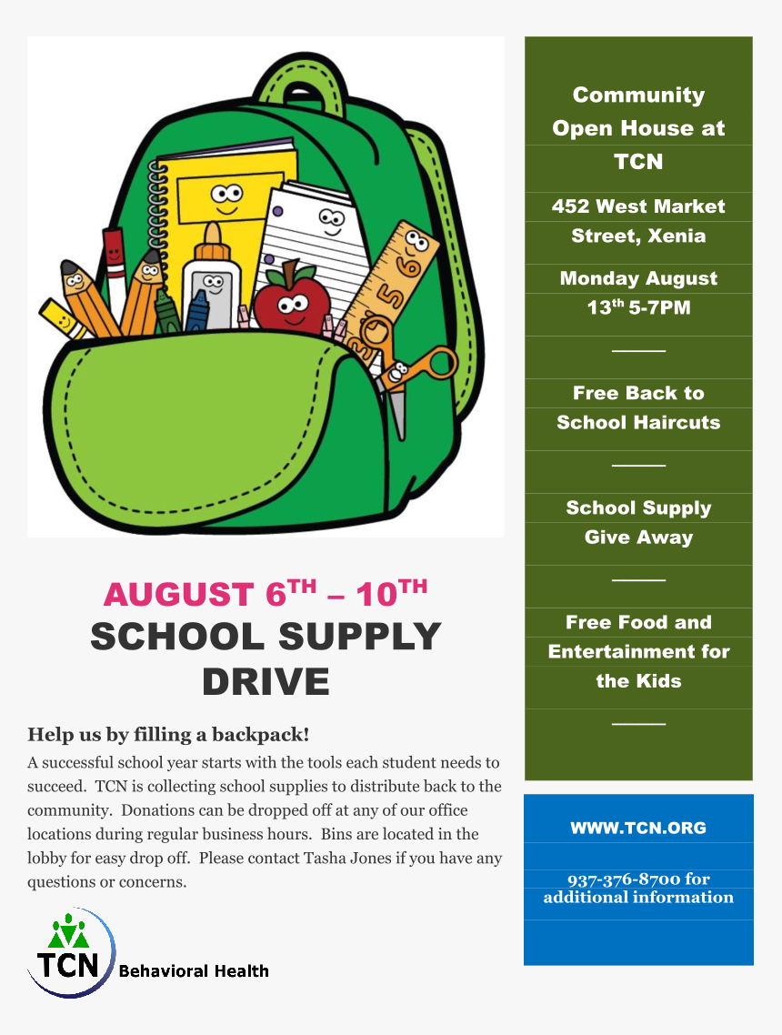 School - Back To School Backpack With Supplies, HD Png Download