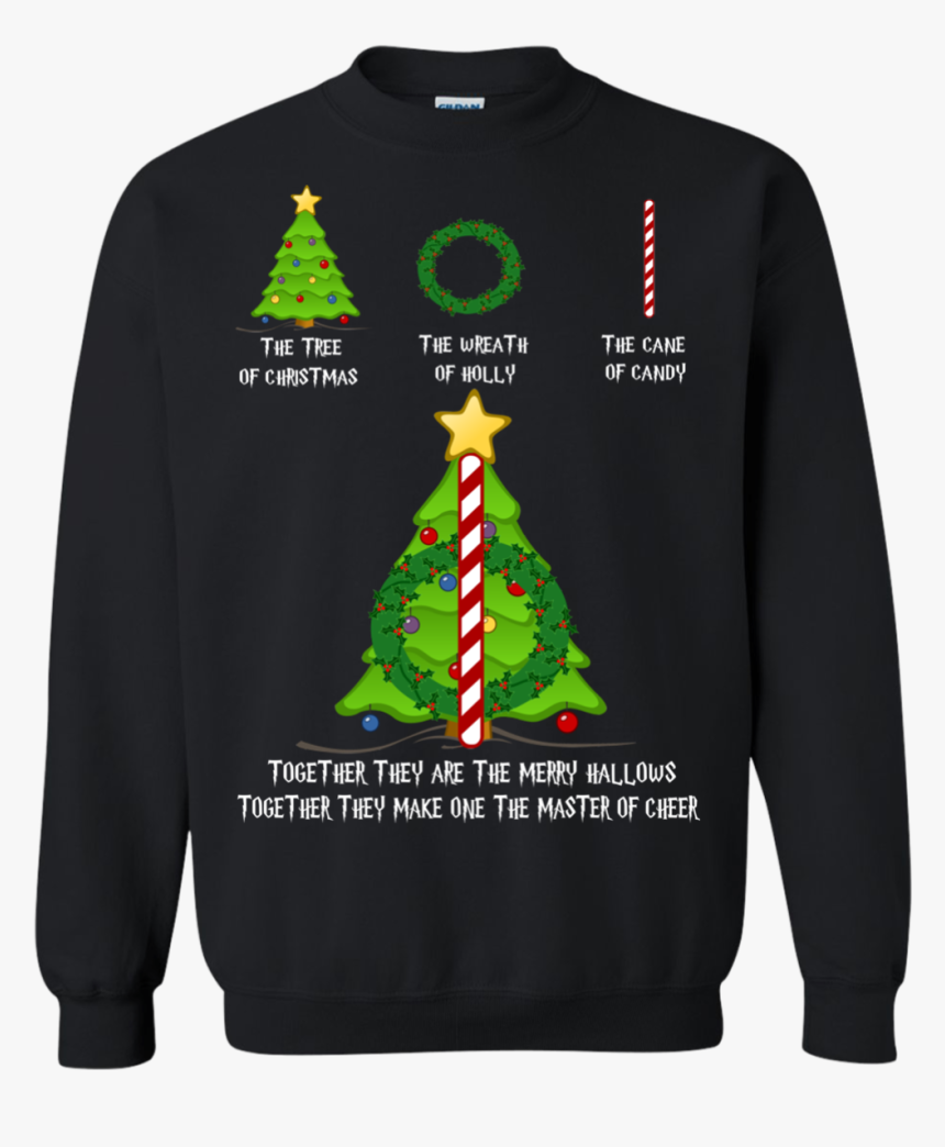 The Tree Of Christmas The Wreath Of Holly The Cane - Harry Potter Christmas Sweater Hallows, HD Png Download