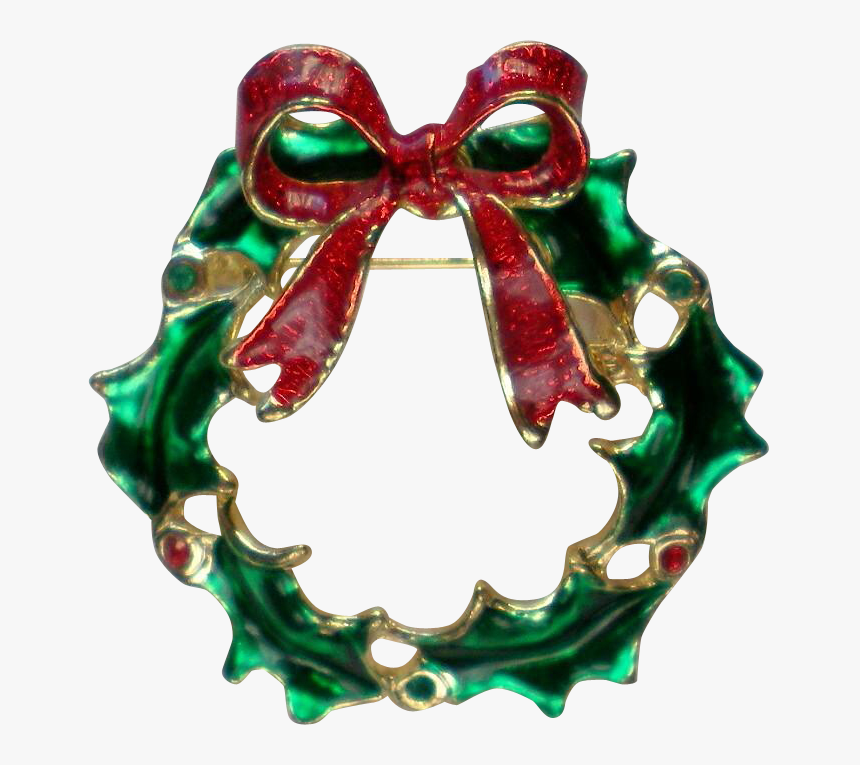 Green Holly Leaves Wreath For Christmas Holidays Pin - Christmas Decoration, HD Png Download