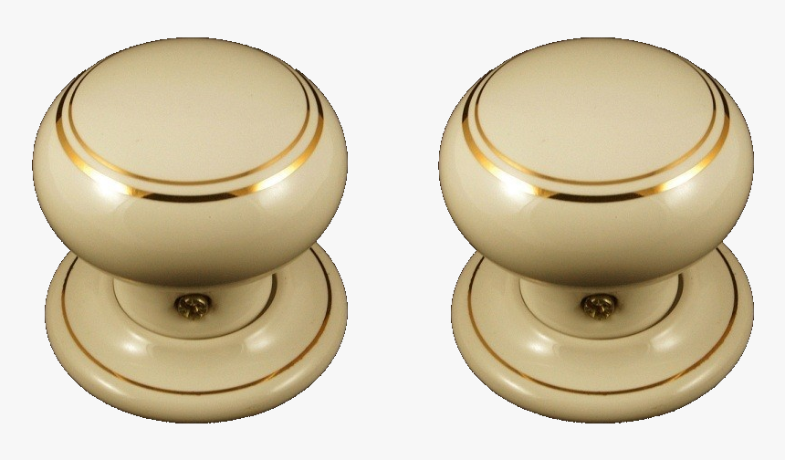Chatsworth Porcelain Cream Double Goldline Door Knob - Wood, HD Png Download