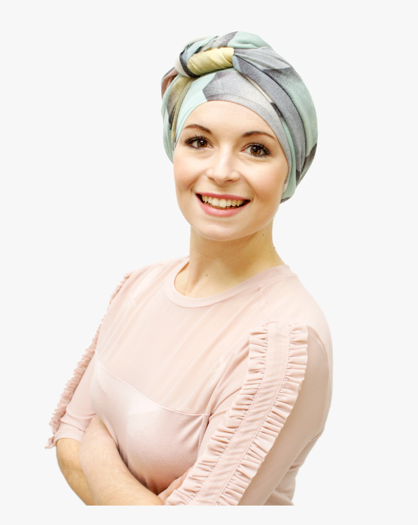 Chemo Headscarf In Mint And Grey - Girl, HD Png Download
